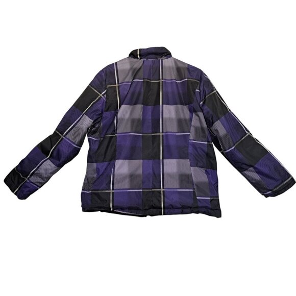 ZeroXposur Womens XL Reversible Jacket Purple Plaid Black Fleece Zip Up (Flaw) - Picture 2 of 10